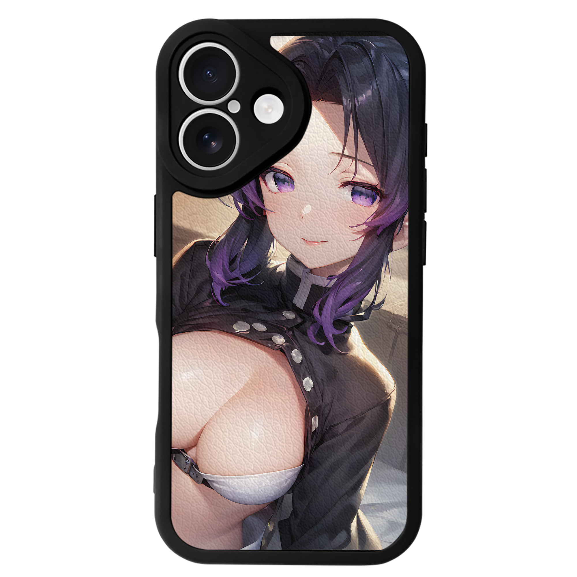 （画像用） 鬼滅の刃（きめつのやいば）蟲柱-胡蝶 しのぶ／こちょう しのぶ Kochou Shinobu 【iPhone 16シリーズ対応】シリコンスマホケース（レザー調） 材質：シリコン